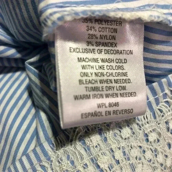 Charter Club Scalloped Lace Trim Hem,3/4 bell sleeve,keyhole back,boatneck - Picture 7 of 8